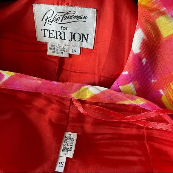 vintage 80s Teri Jon by Rickie Freeman silk 2 piece skirt suit size 12 summer - Picture 7 of 7